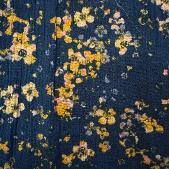 Lauren Conrad Blouse Teal & Yellow Gold Floral, Ruffles, 3/4 Sleeve, Feminine XL - Picture 4 of 16